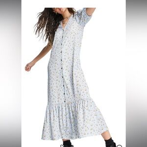 Topshop floral ruffle hem knit dress